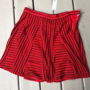 Ina Bold Red Textured Mini Skirt